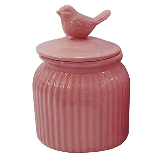 Pode Decorativo Ceramica Passaro Rosa Gd