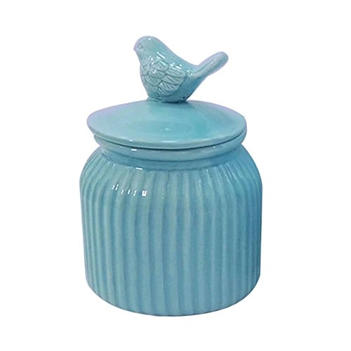 Pode Decorativo Ceramica Passaro Azul Gd