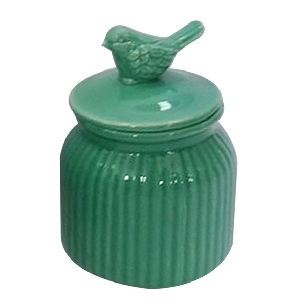 Pote Ceramica Urban Bird Lid Verde Pequeno