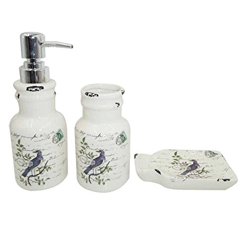 Kit 3pcs Banheiro Urban Purple Bird Bege