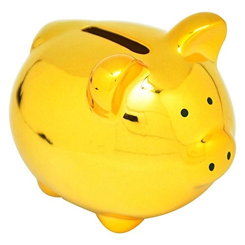 Cofre Porco Mini De Cerâmica Dourado Urban