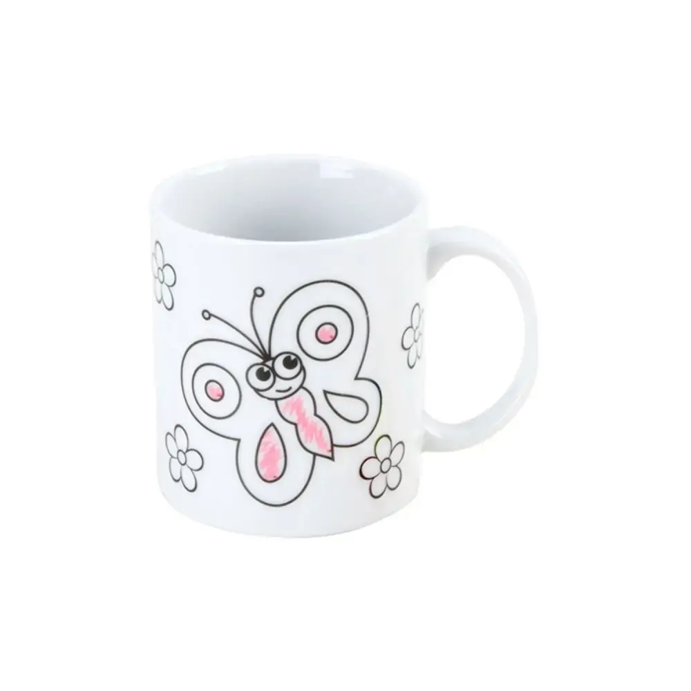 Caneca Porcelana Borboleta P/pin.c/canetinha
