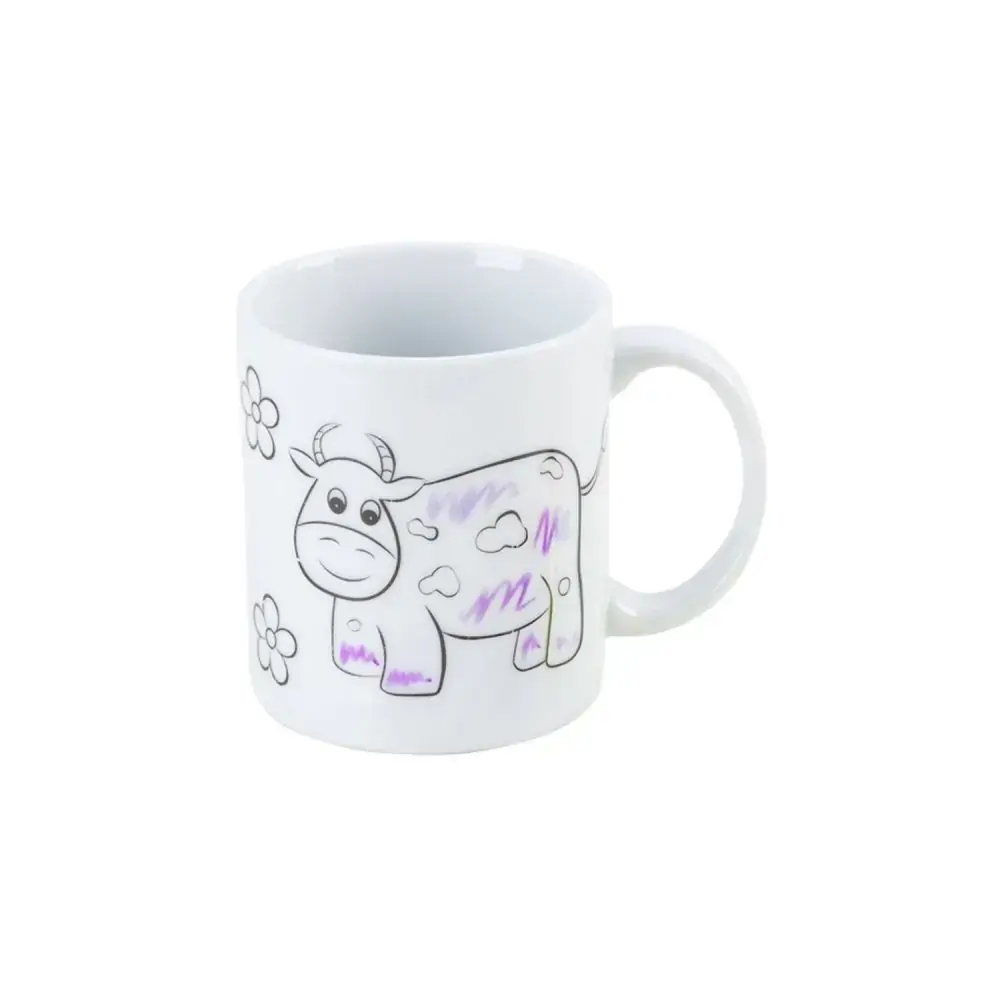 Caneca Porcelana Vaca P/pintar C/canetinha