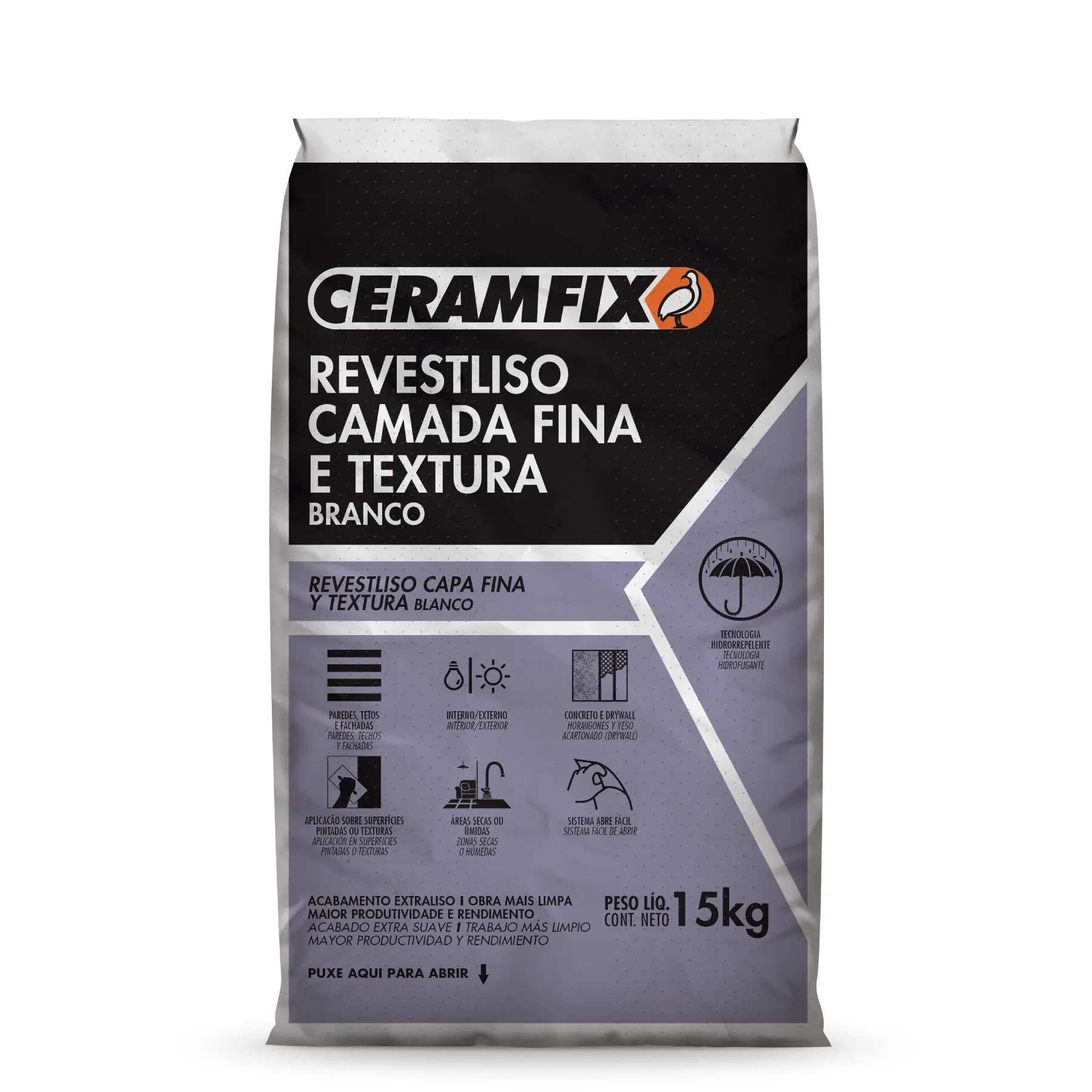 Argamassa Massa de Reparo Interno e Externo 15kg Branco Ceramfix