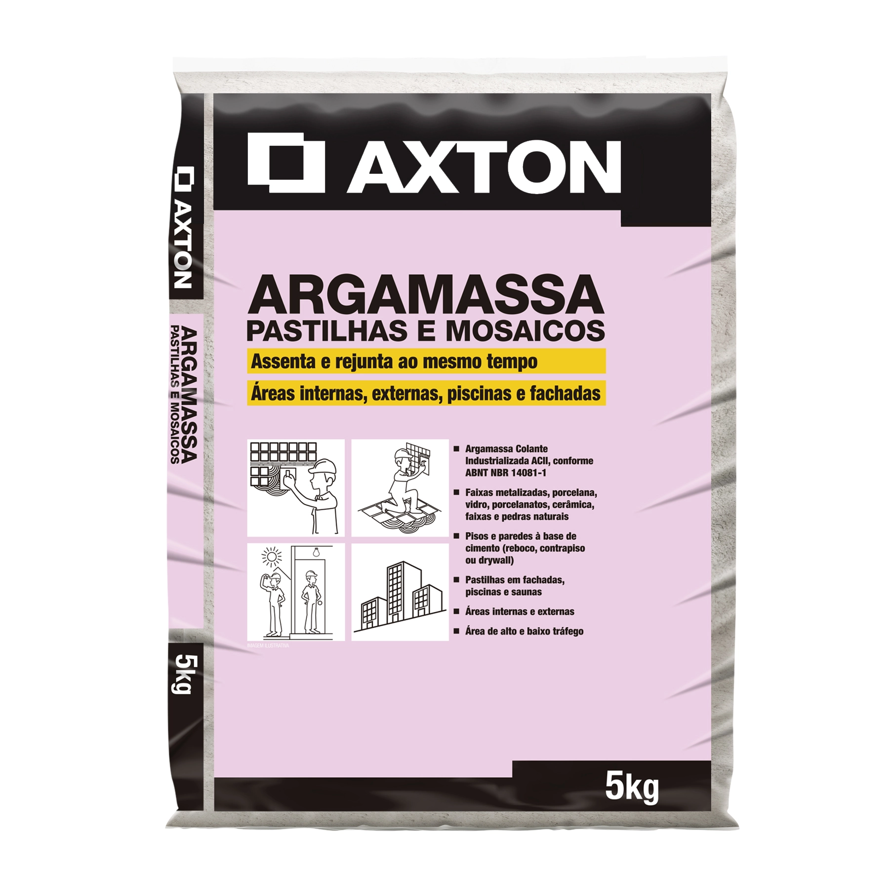 Argamassa Pastilhas e Mosaicos Interno|Externo 5kg Preto Axton