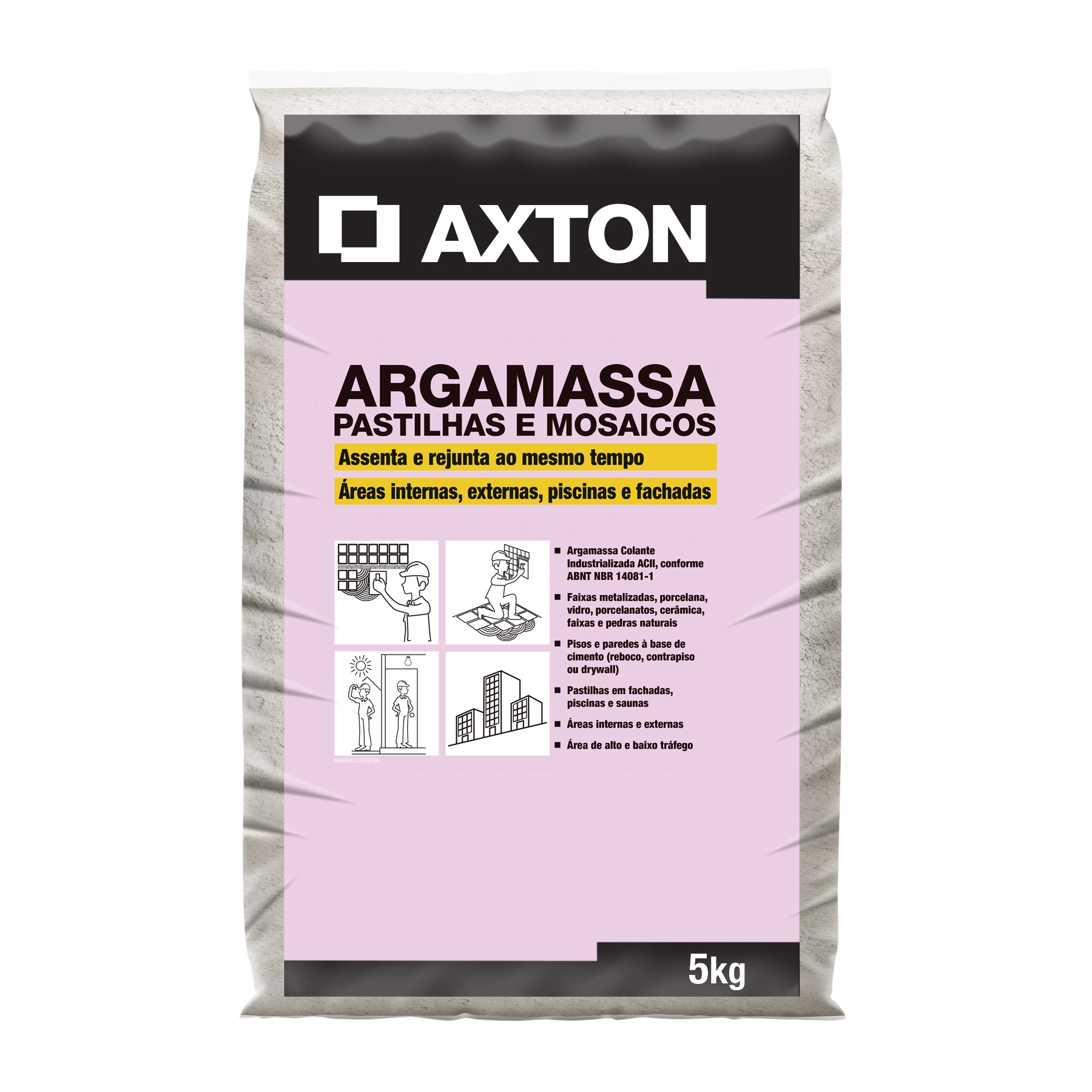 Argamassa Pastilhas e Mosaicos Interno|Externo 5kg Platina Axton