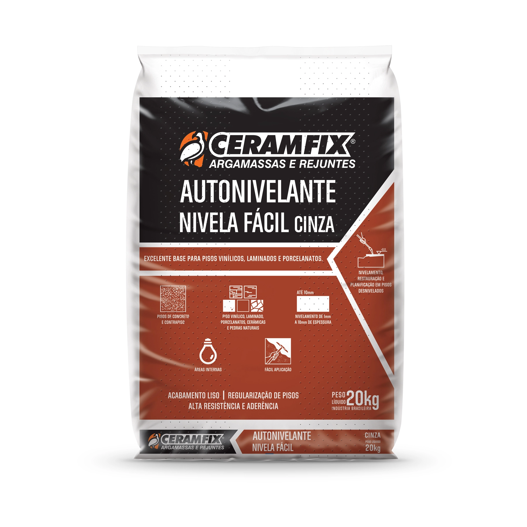 Argamassa Autonivelante Interno 20kg Cinza Ceramfix