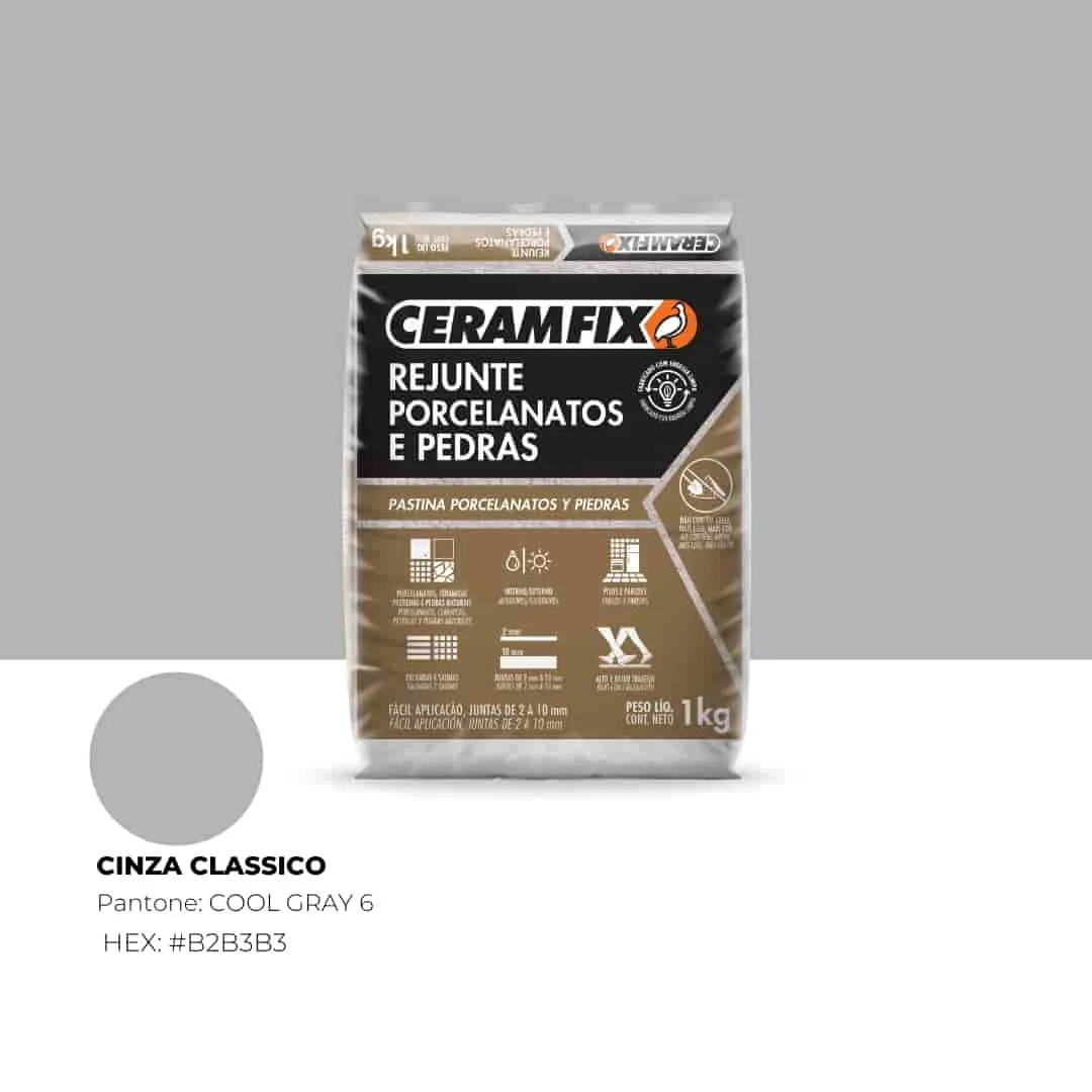 Rejunte Porcelanatos E Pedras Cinza Classico 1kg Novo  - Ceramfix