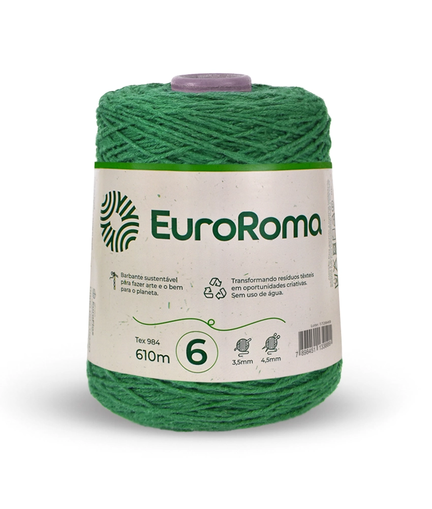 Barbante Euroroma Colorido N06 600g Eurofios Verde Bandeira