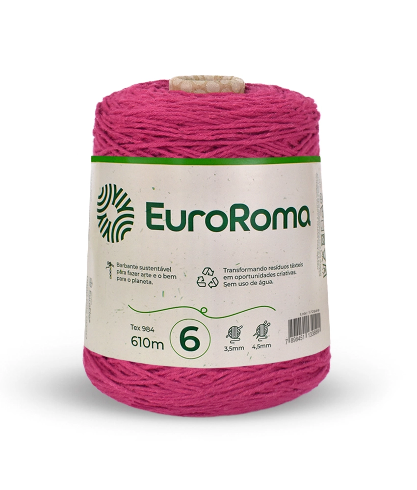 Barbante Euro Roma 4.6 R. 550 Pink Atacado Cone C/600grs Ecofibras Industria Textil Ltda