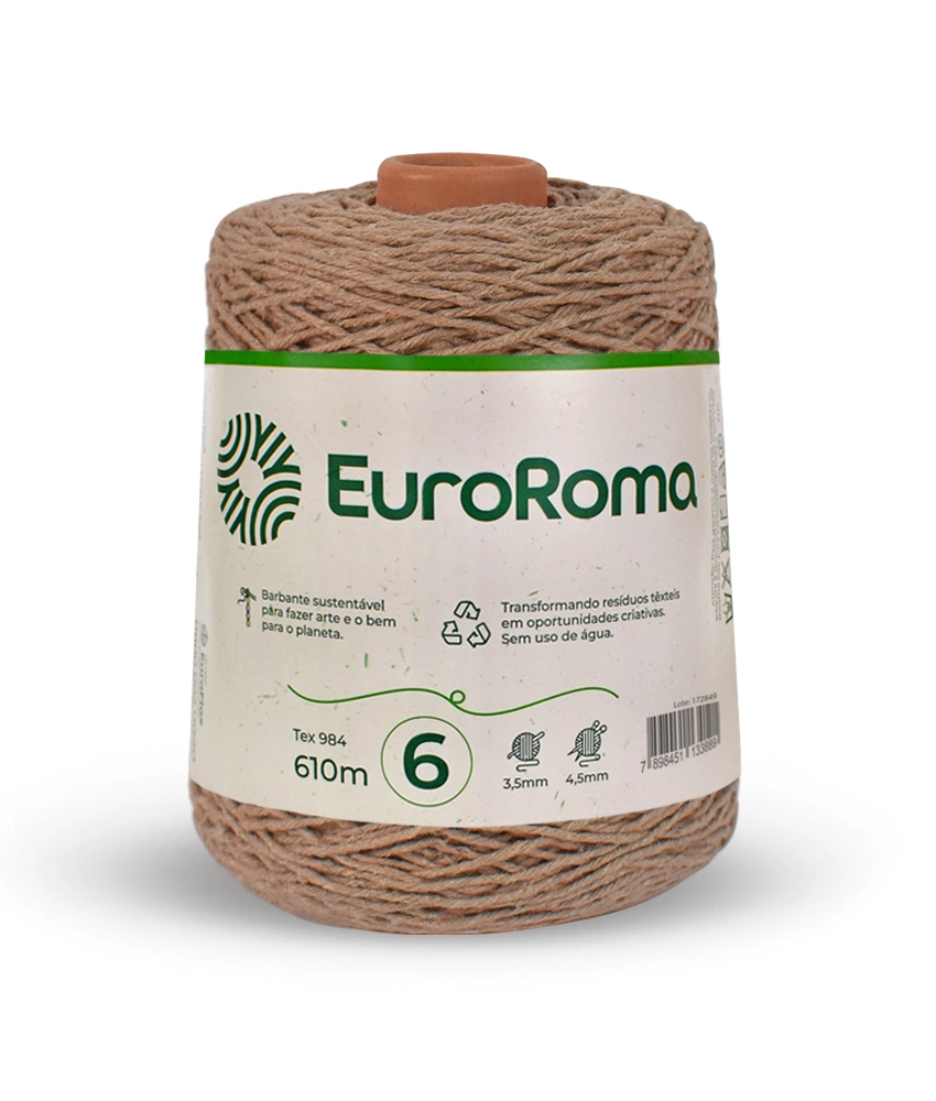 Barbante Euro Roma 4.6 R.1110 Bege Atacado Cone C/600grs Ecofibras Industria Textil Ltda