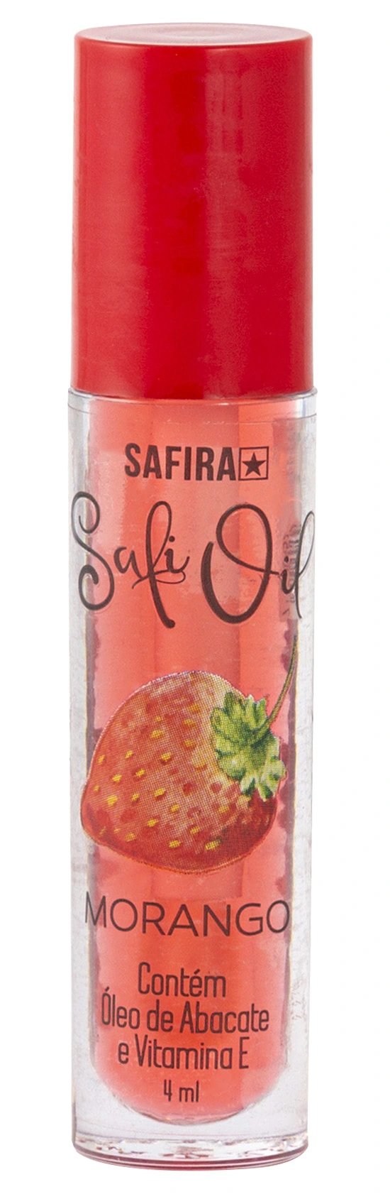 Lip Oil Labial Safira Safi Ref 62267 Morango 4ml