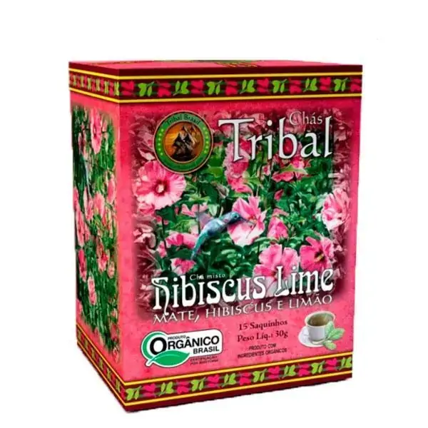 Chá Orgânico de Erva Mate com Hibisco e Limão Tribal 30g