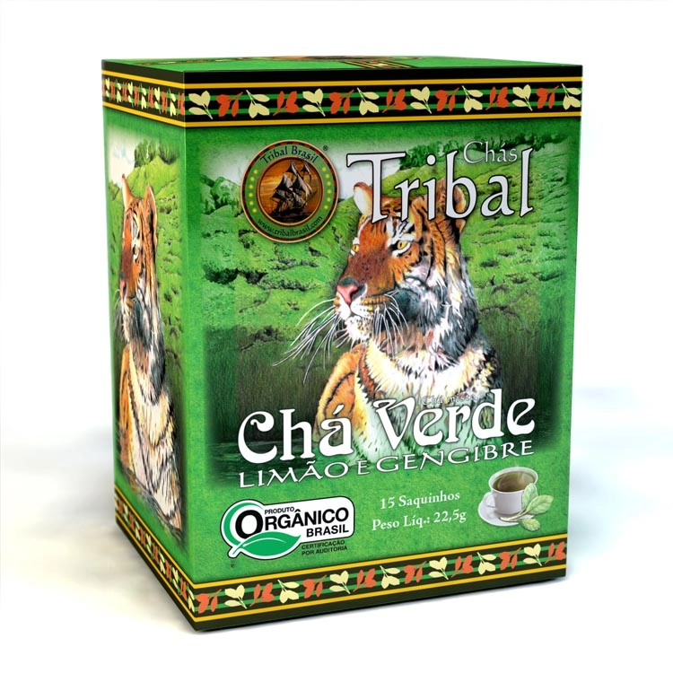 Chá Verde Orgânico com Limão e Gengibre Tribal 22,5g