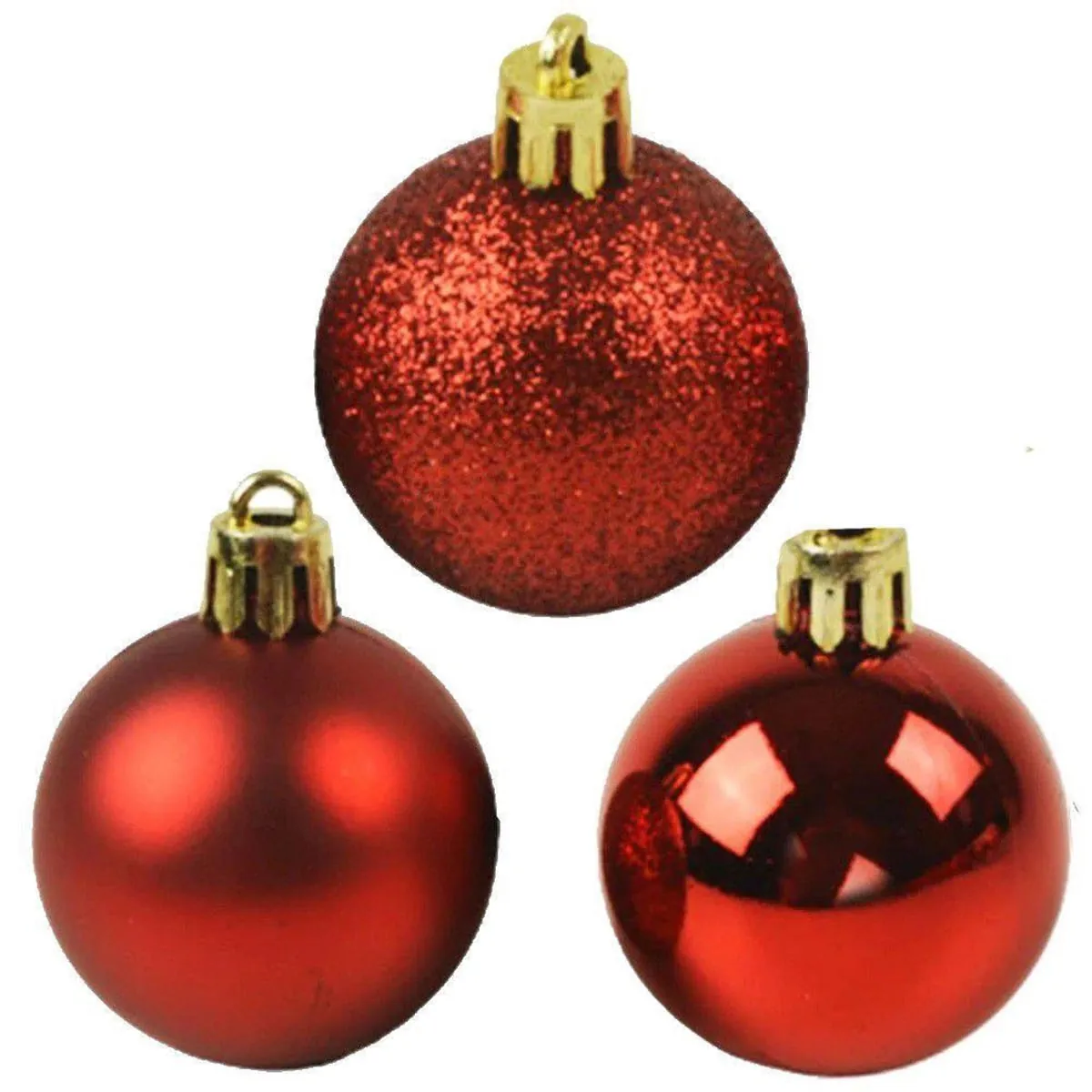 Enfeite de Natal Bolas de Natal Mista Yangzi Vermelha 5 cm com 12 Unidades