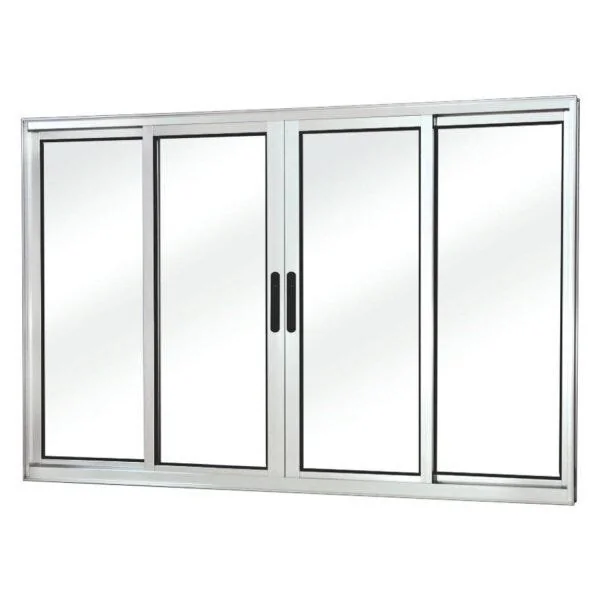 Janela De Correr Alumínio 4 Folhas Mgm Sólida 120x120cm Vidro Liso Incolor