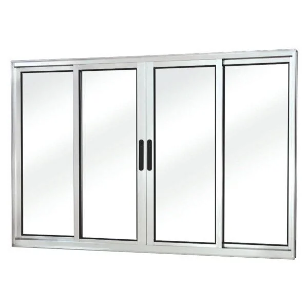 Janela De Correr Alumínio 4 Folhas Mgm Sólida 120x150cm Vidro Liso Incolor