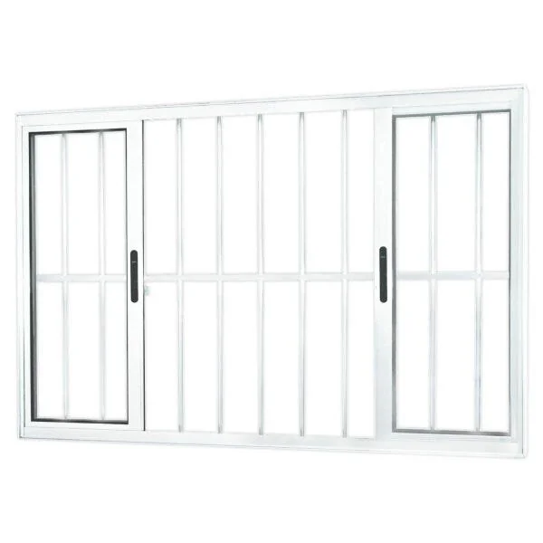 Janela De Correr Alumínio 4 Folhas Com Grade Mgm Sólida 120x120cm Vidro Liso Incolor