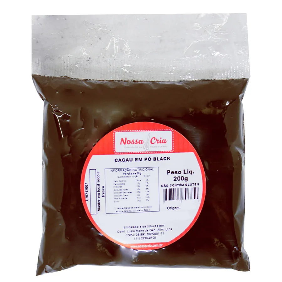 Cacau Em Pó Black 200g Nossa Cria