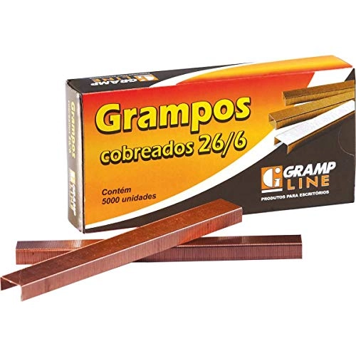 Grampo 26/6 Cobreado 5000 Grampos Grampline | 10 Caixas