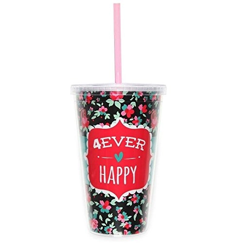 Copo Com Canudo Flores Lyco0025ucl .