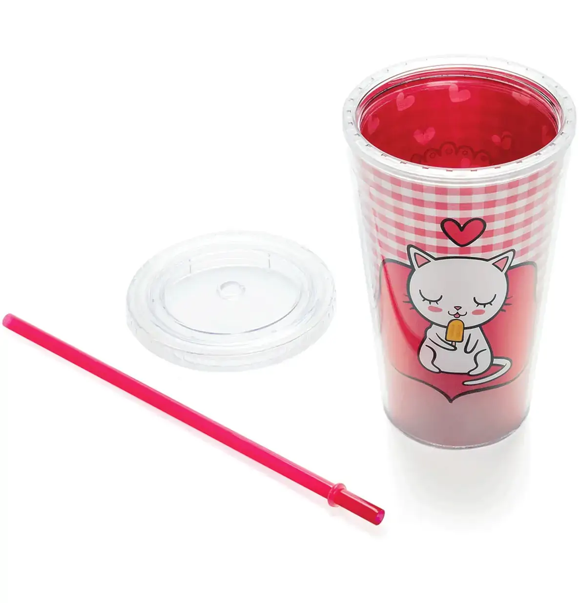 Copo Termico Ludi C/canudo Cat Love