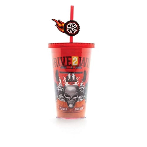 Copo Ludi C/canudo/pingente Hot Wheels Drive