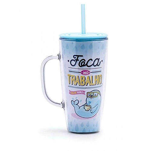 Caneca G C/ Canudo Foca No Trabalho Ludi