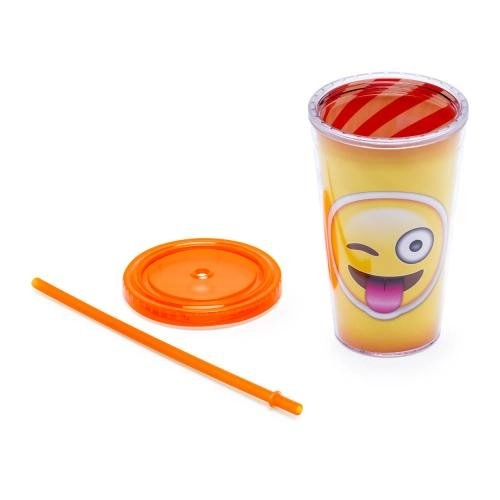 Copo C/ Canudo Emoji Lingua Ludi