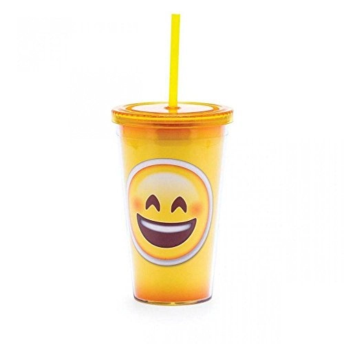 Copo C/ Canudo Emoji Sorriso Ludi