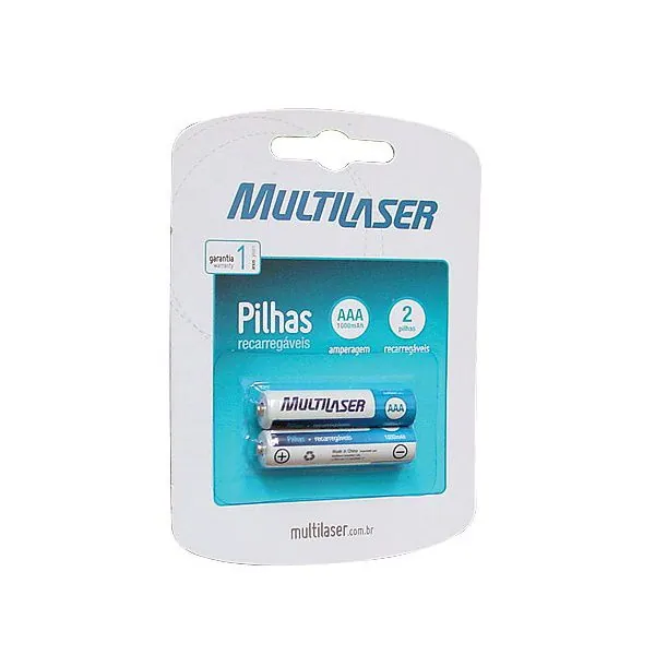Pilha Recarregável Multilaser Aaa 1000mah 1.2v Cb051 Par