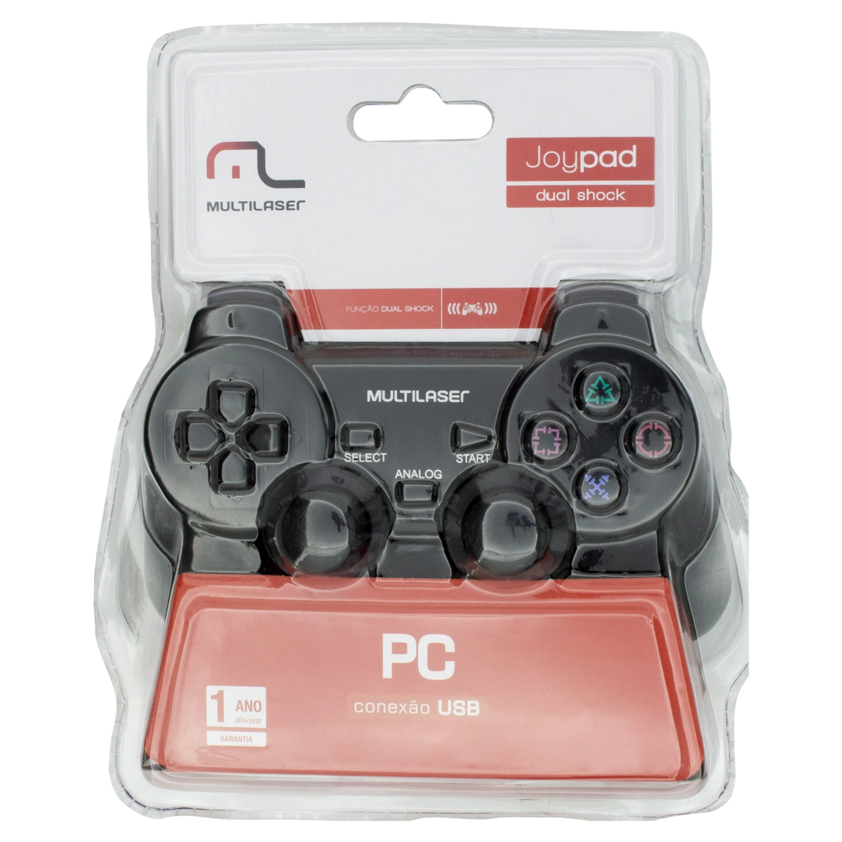 Controle Com Fio Pc Joypad Dual Shockmultilaser