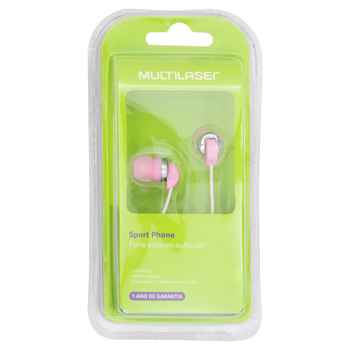 Fone De Ouvido Intra Auricular Rosa Ph018 Multilaser Sport Phone