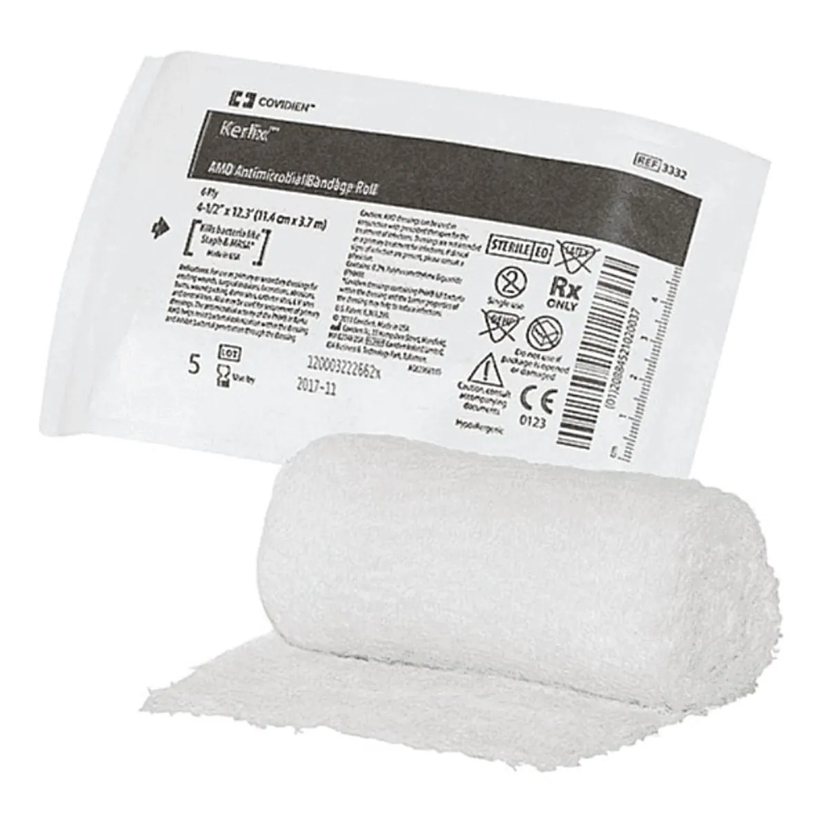 Rolo de Gaze com PHMB Kerlix AMD Antimicrobial COVIDIEN - 11,4cm x 3,7m - 3332