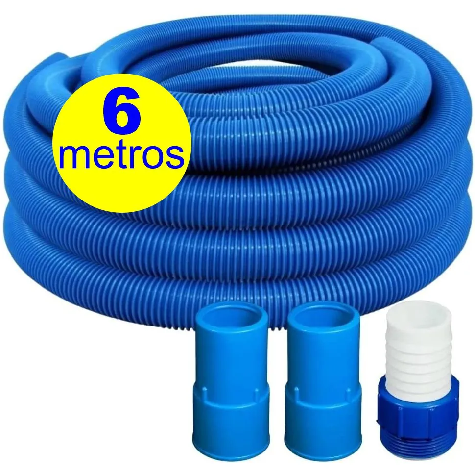 Mangueira Piscina Flutuante 6m + 2 Ponteiras + 1 Adaptador