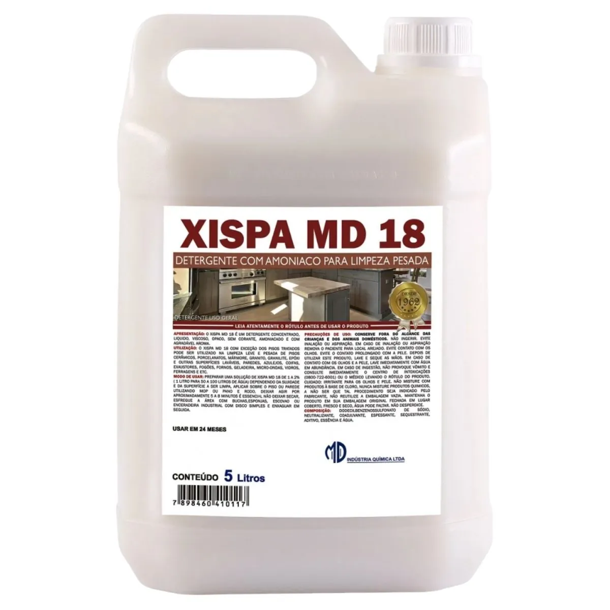 Xispa Md 18 - Limpa Piso Desengordurante Detergente Com Amoníaco Limpeza Pesada - Md - 5 Litros