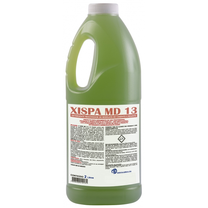 Xispa Md 13 - Detergente Removedor Resíduos Cimento E Rejunte Pós Obra - Md - 2 Litros