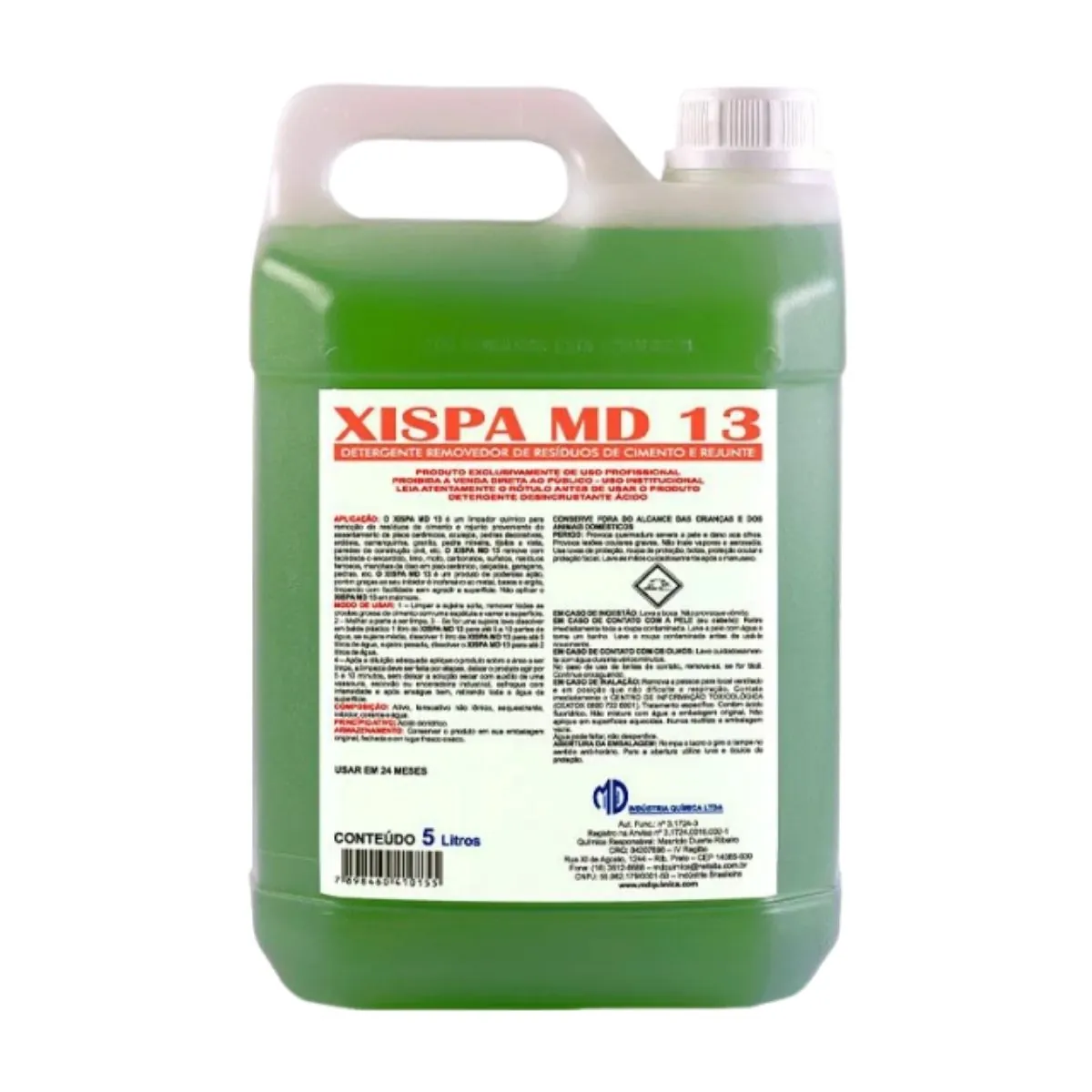 Xispa Md 13 - Detergente Removedor Resíduos Cimento E Rejunte Pós Obra - Md - 5 Litros