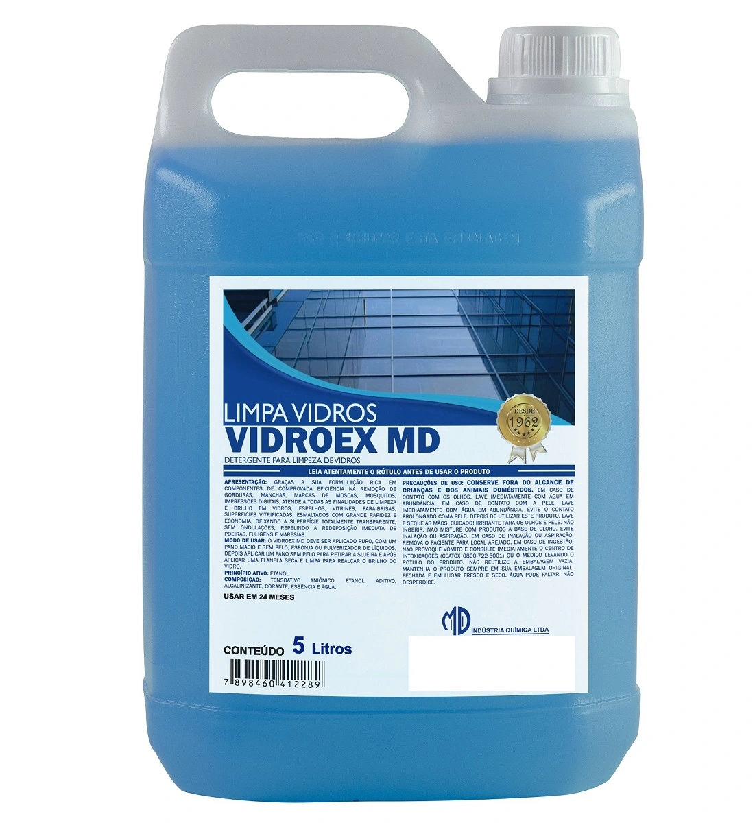 Vidroex Md - Detergente Para Limpeza De Vidros - Md - 5 Litros