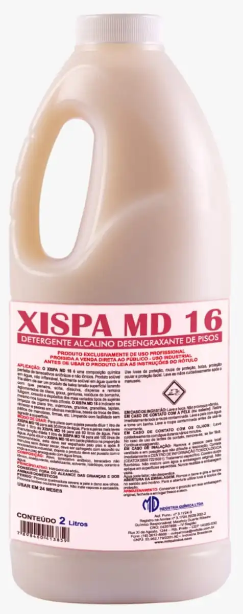 Xispa Md 16 - Detergente Alcalino Desengraxante De Pisos - Md - 2 Litros