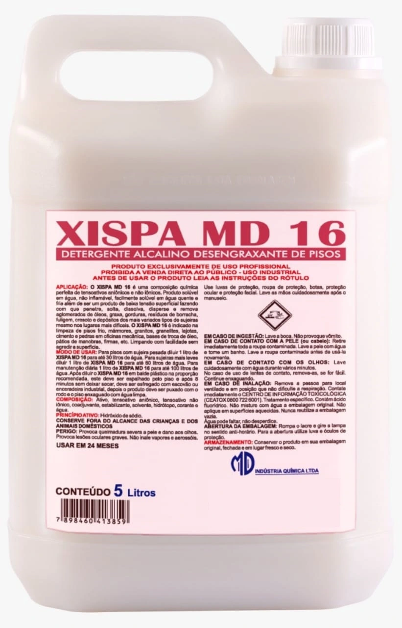 Xispa Md 16 - Detergente Alcalino Desengraxante De Pisos - Md - 5 Litros
