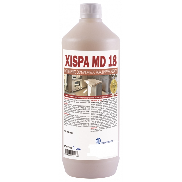 Xispa Md 18 - Limpa Piso Desengordurante Detergente Com Amoniaco Limpeza Pesada - Md - 1 Litro