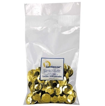 Lantejoula Cubeta 6mm Pacote C 1000 Ouro 259 Lantecor