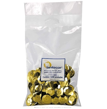 Lantejoula Metalizada Cubeta 08mm Ouro C/1000