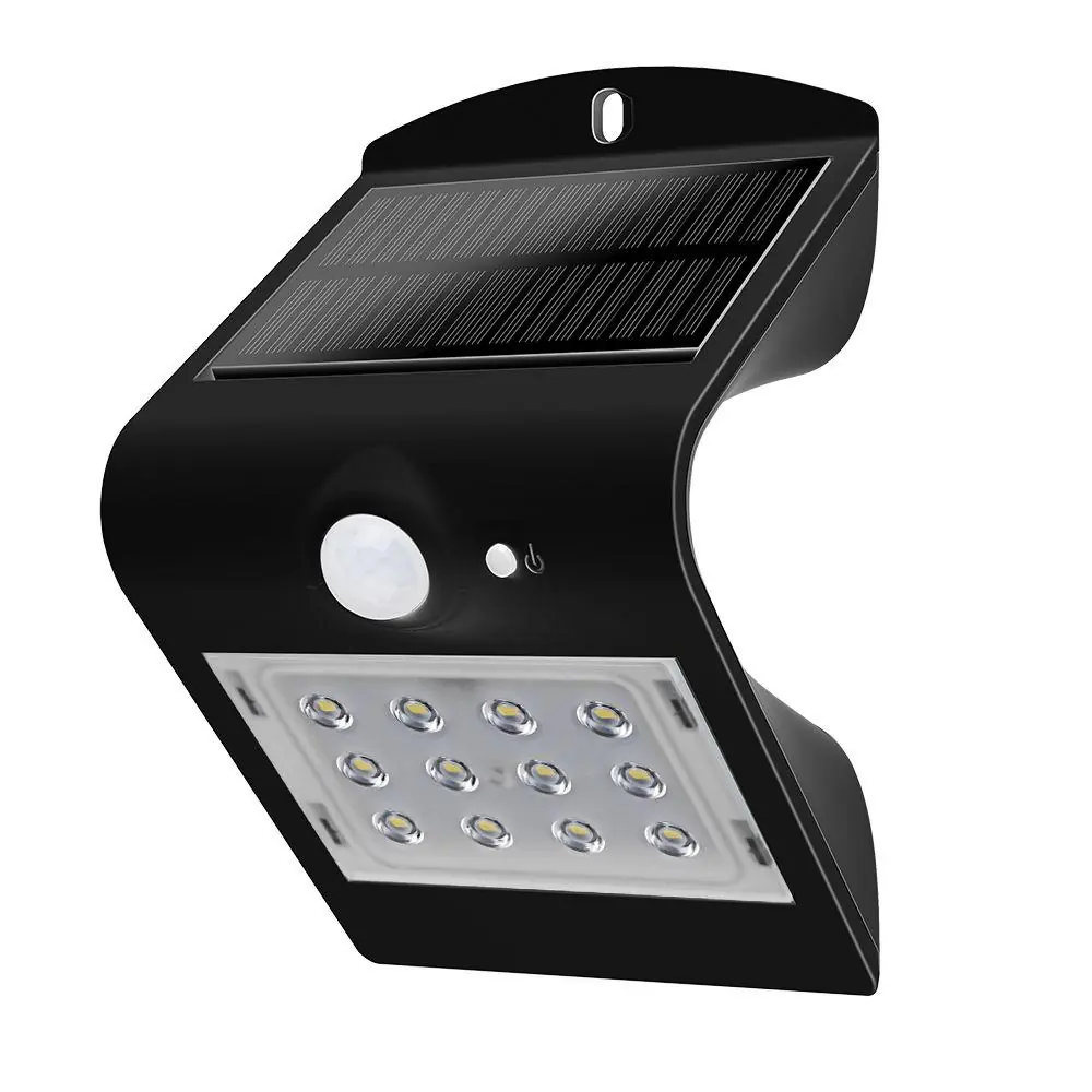 Arandela Solar V Led 15w Sensor De Movimento Preta Demi