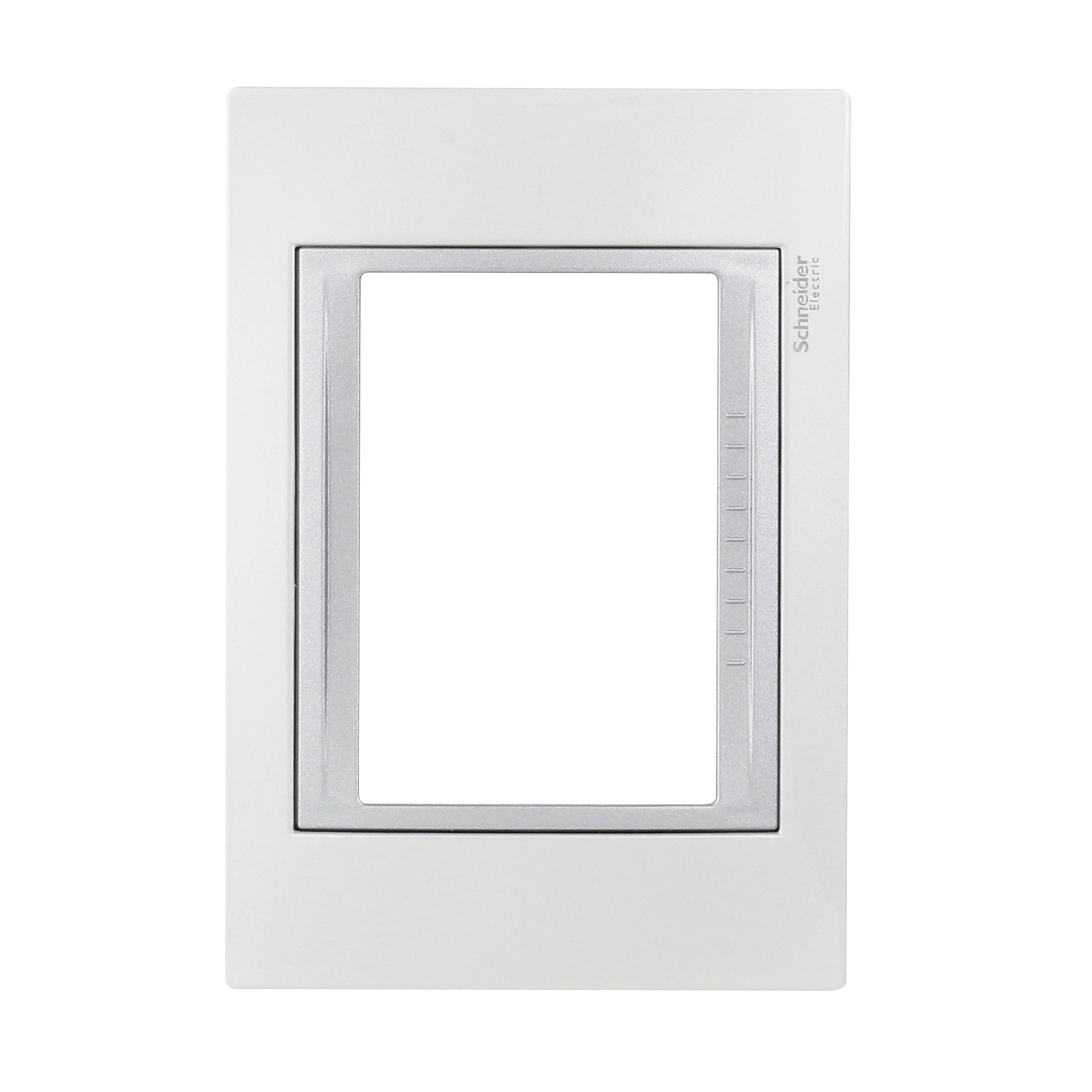Placa 4X2 3 Módulos Serie Top Com Moldura Aluminio Blanco Tecno Única Schneider