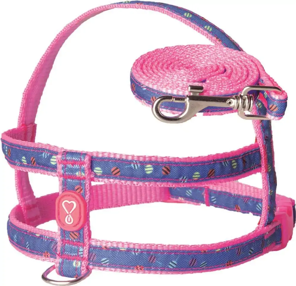 Conjunto peitoral e guia nylon rosa e azul Messina nro 3 Coltelli