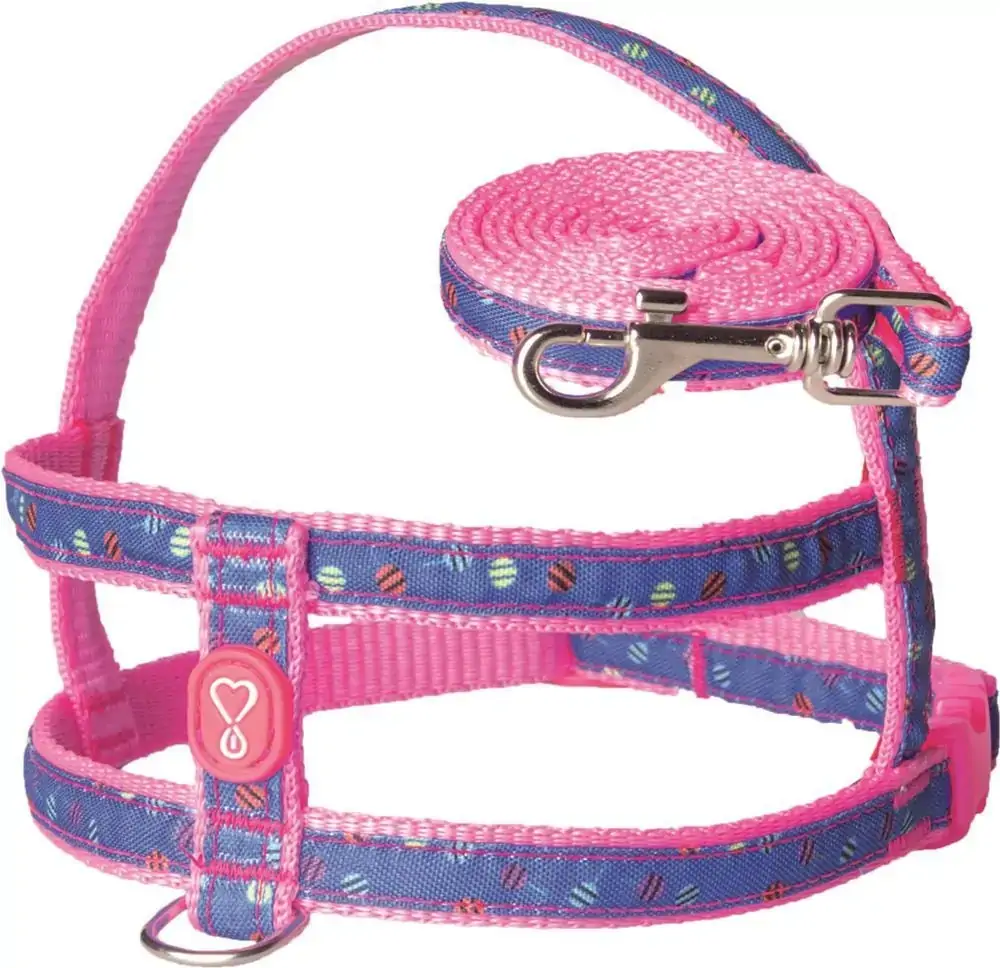 Conjunto peitoral e guia nylon rosa e azul Messina nro 4 Coltelli