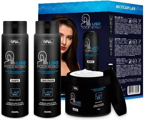 Kit Natupop Sh Cond.300ml Masc.250g Liso Poderoso