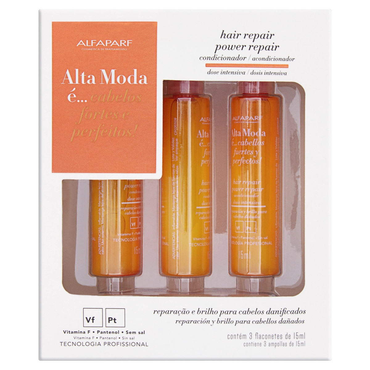 Ampola De Tratamento Power Repair Alfaparf Alta Moda é Caixa 3 Unidades 15ml Cada